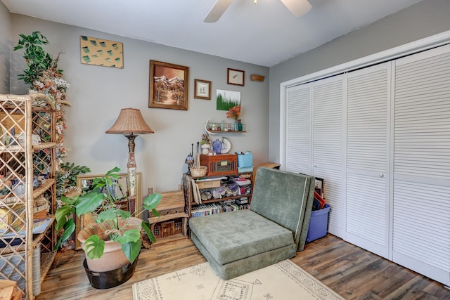 307 Azalea St, Duenweg, MO 64841 - living area with wood finished floors and a ceiling fan