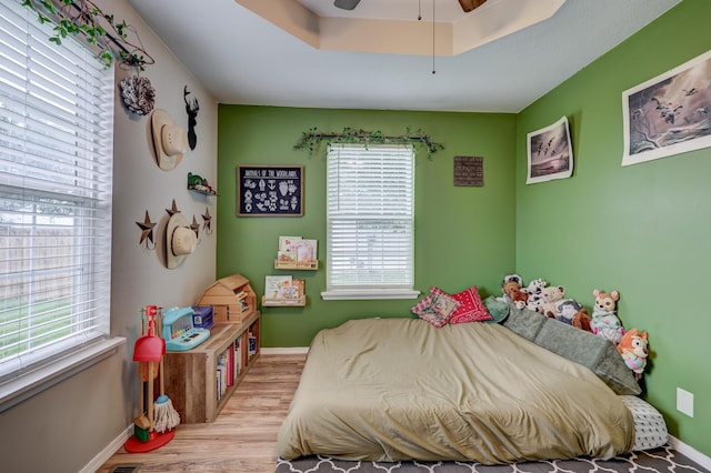 307 Azalea St, Duenweg, MO 64841 - bedroom featuring wood finished floors, baseboards, and a tray ceiling