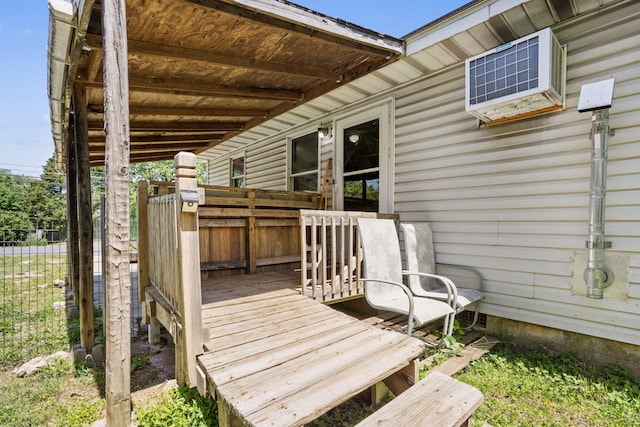 2528 W High St, Springfield, MO 65803 - wooden deck with a wall mounted air conditioner