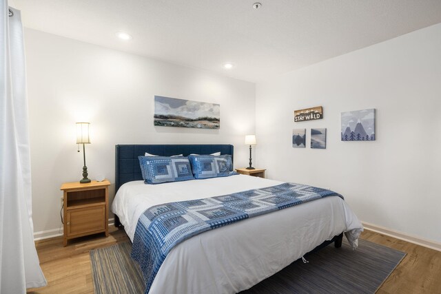 128 Bunker Ridge Rd Unit 2, Branson, MO 65616 - bedroom featuring wood finished floors, baseboards, and recessed lighting