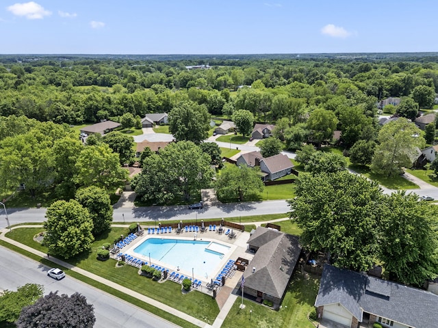3909 W Eaglecrest St, Battlefield, MO 65619 - bird's eye view of a pool area and a forest