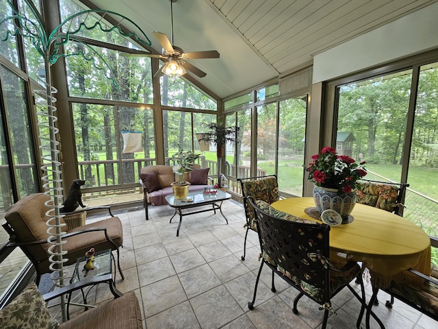 9726 County Road 8530, West Plains, MO 65775 - sunroom / solarium with a ceiling fan, vaulted ceiling, and healthy amount of natural light