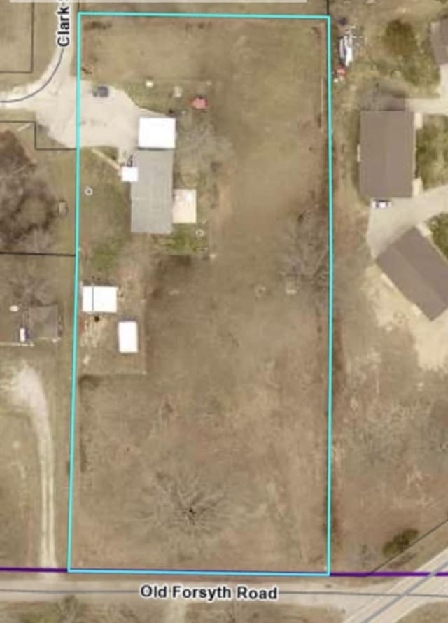160 Clark St, Taneyville, MO 65759 - aerial map of property and surrounding area featuring property boundaries highlighted