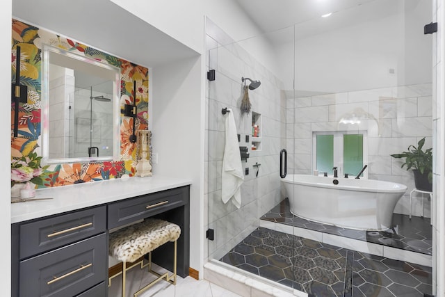 95 Highland Ct, Strafford, MO 65757 - bathroom with a freestanding bath, vanity, and a shower stall