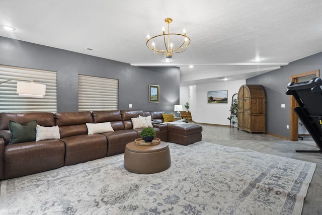 95 Highland Ct, Strafford, MO 65757 - living room featuring a chandelier and baseboards