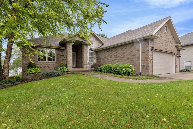 4972 E Cherry Cir, Springfield, MO 65809 - single story home featuring brick siding, a garage, a front lawn, and roof with shingles
