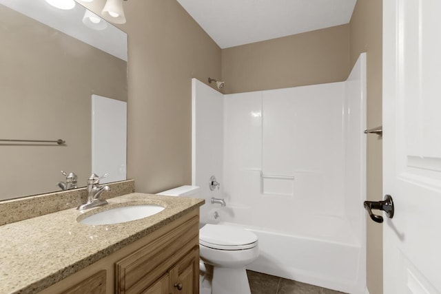 4972 E Cherry Cir, Springfield, MO 65809 - bathroom with vanity, toilet, tub / shower combination, and tile patterned flooring