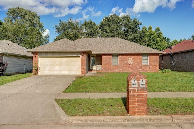 2852 S Pinehurst Ave, Springfield, MO 65807 - single story home featuring brick siding, a garage, a front lawn, driveway, and roof with shingles