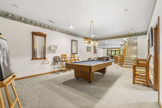 2212 E Nottingham St, Springfield, MO 65804 - game room with carpet, billiards, baseboards, and recessed lighting