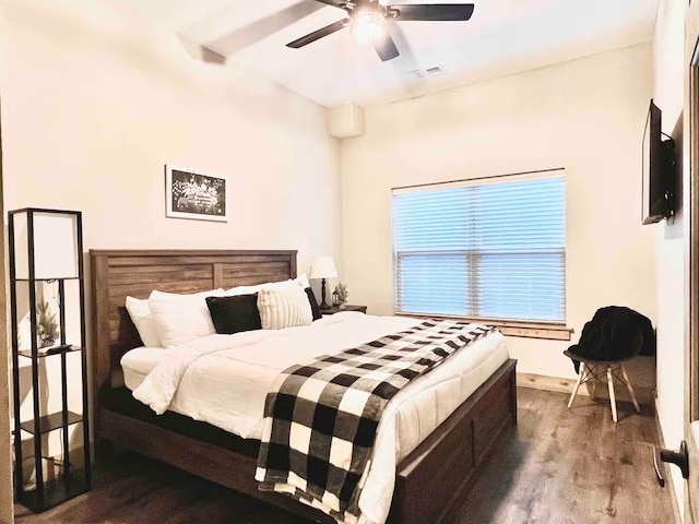 240 Chateau Cove Dr, Branson, MO 65616 - bedroom with wood finished floors and a ceiling fan