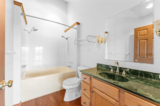 160 Village Trl, Indian Point, MO 65616 - full bathroom with toilet, washtub / shower combination, wood finished floors, and vanity