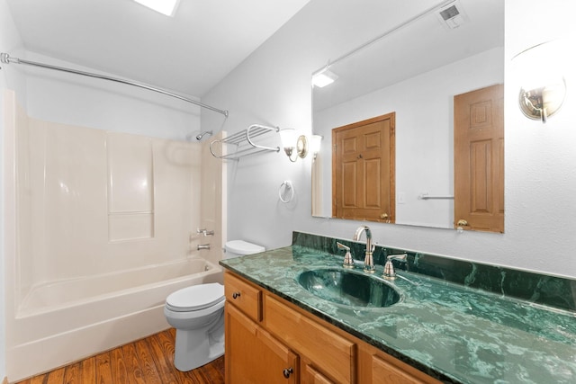 160 Village Trl, Indian Point, MO 65616 - bathroom featuring vanity, toilet, shower / bath combination, and wood finished floors