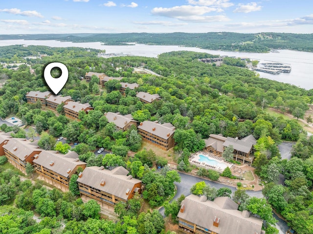 160 Village Trl, Indian Point, MO 65616 - aerial view of a large body of water and a heavily wooded area