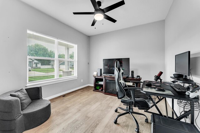 1682 Vicksburg Psge, Republic, MO 65738 - office featuring a ceiling fan, wood finished floors, and baseboards