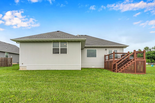 1682 Vicksburg Psge, Republic, MO 65738 - rear view of house featuring stairs, a deck, and roof with shingles
