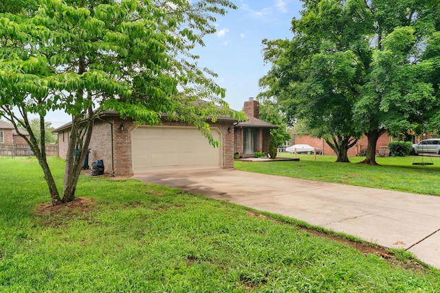 1007 Bryce Ln, Nixa, MO 65714 - view of front of home with a chimney, concrete driveway, a garage, and brick siding