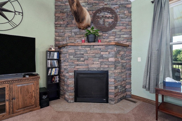 7519 W Farm Rd Unit 194, Republic, MO 65738 - living room with a stone fireplace and carpet floors