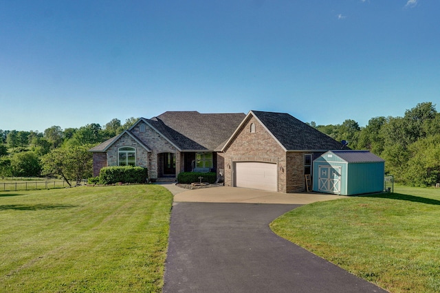 7519 W Farm Rd Unit 194, Republic, MO 65738 - french country home with asphalt driveway, a garage, brick siding, and roof with shingles