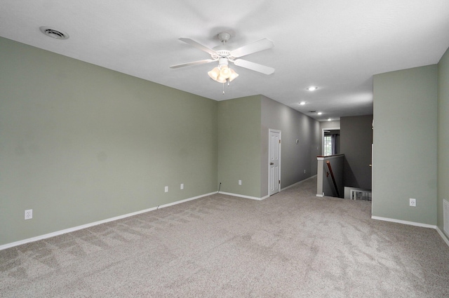 382 S Yellowwood Dr, Springfield, MO 65809 - unfurnished living room with carpet flooring, ceiling fan, and baseboards