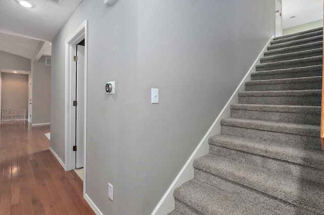 382 S Yellowwood Dr, Springfield, MO 65809 - stairway with baseboards, wood finished floors, and recessed lighting