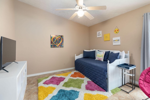 1394 Bee Creek Rd, Branson, MO 65616 - bedroom featuring tile patterned flooring, a ceiling fan, and baseboards