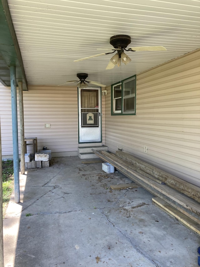 403 S W St, Mountain Grove, MO 65711 - view of patio featuring ceiling fan and entry steps