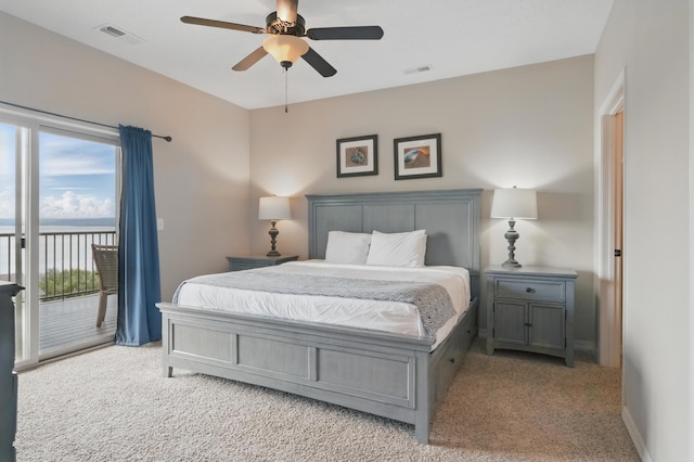 200 Majestic Dr Unit 1-208, Branson, MO 65616 - bedroom featuring access to exterior, carpet floors, baseboards, and ceiling fan