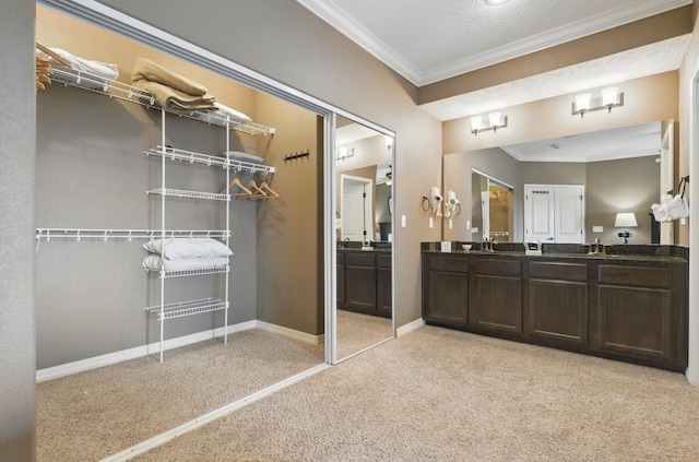 200 Majestic Dr Unit 1-208, Branson, MO 65616 - full bathroom with crown molding, carpet, double vanity, and baseboards
