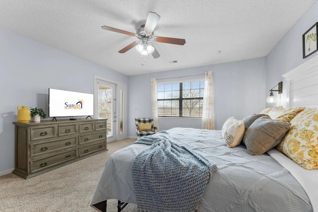 350 S Wildwood Dr Unit B-11, Branson, MO 65616 - bedroom featuring light carpet, a textured ceiling, access to outside, a ceiling fan, and baseboards