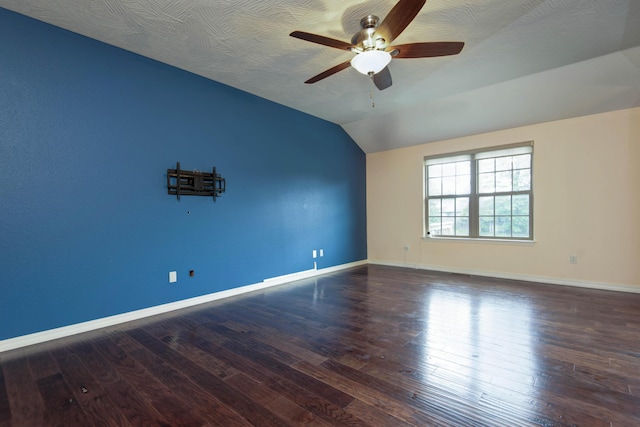 5048 S Fieldstone Rd, Battlefield, MO 65619 - spare room featuring ceiling fan, vaulted ceiling, wood finished floors, and baseboards