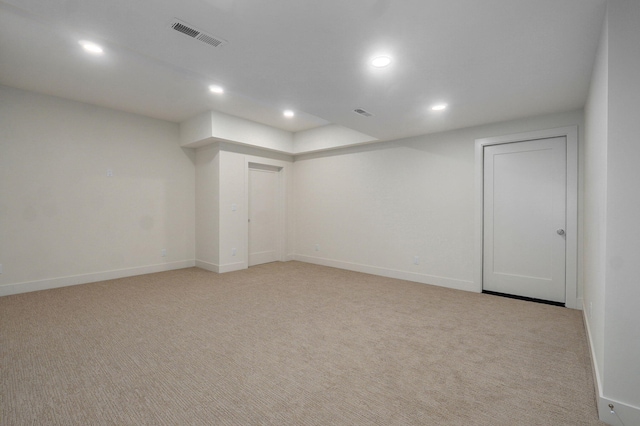 3725 E Woodhue St, Springfield, MO 65802 - finished basement with recessed lighting, light carpet, and baseboards