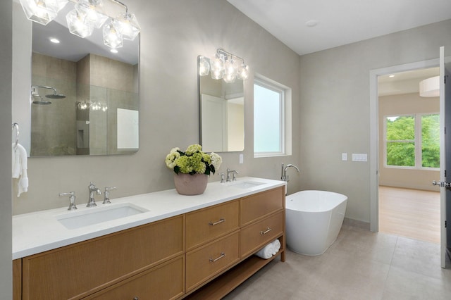 3725 E Woodhue St, Springfield, MO 65802 - full bathroom with double vanity, a soaking tub, and walk in shower