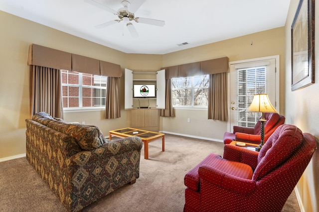 2800 Green Mountain Dr Unit 331, Branson, MO 65616 - living room with carpet, ceiling fan, and baseboards