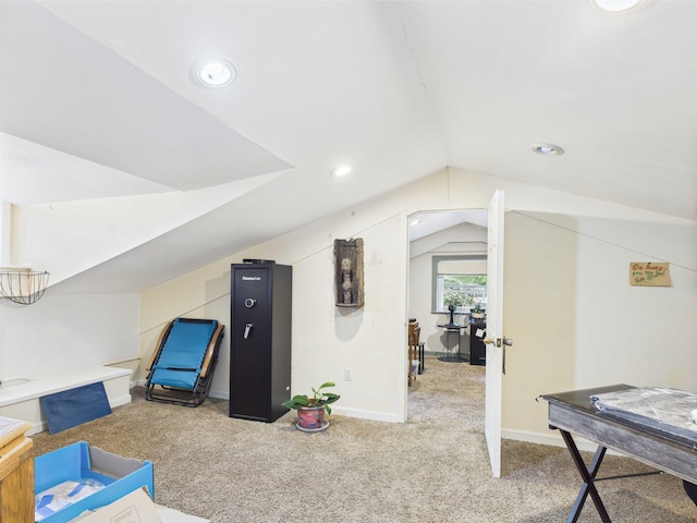 54 Southgate Dr, Harrison, AR 72601 - playroom featuring lofted ceiling, carpet flooring, baseboards, and recessed lighting