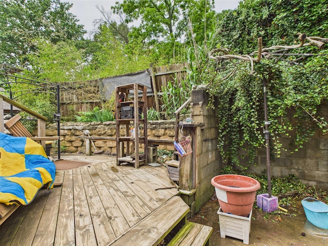 54 Southgate Dr, Harrison, AR 72601 - wooden terrace featuring a fenced backyard