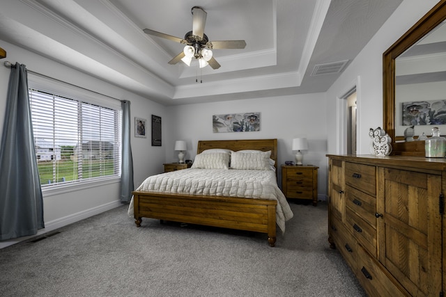 994 S Cumberland Ave, Republic, MO 65738 - bedroom featuring carpet flooring, a raised ceiling, baseboards, ceiling fan, and ornamental molding