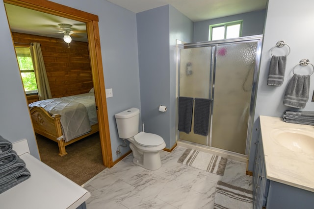 1288 County Road 334, Tecumseh, MO 65760 - full bath featuring vanity, a ceiling fan, and a shower stall