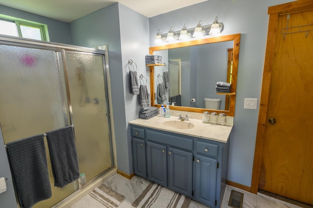 1288 County Road 334, Tecumseh, MO 65760 - full bathroom featuring vanity, a shower stall, and toilet
