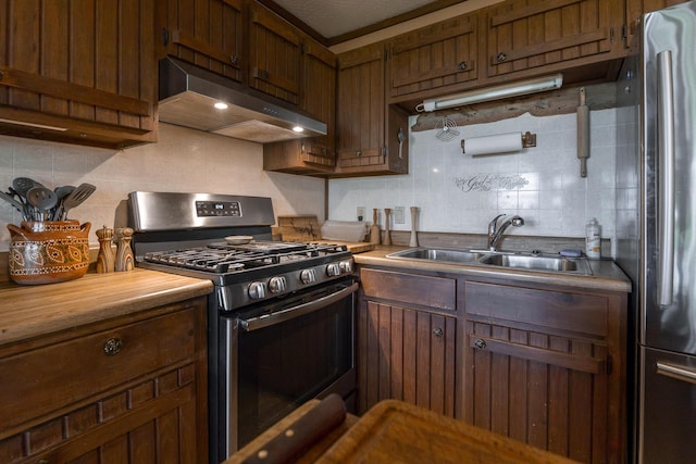 651/TBD Round Robin Ln, Yellville, AR 72687 - kitchen featuring stainless steel appliances, under cabinet range hood, backsplash, and a sink