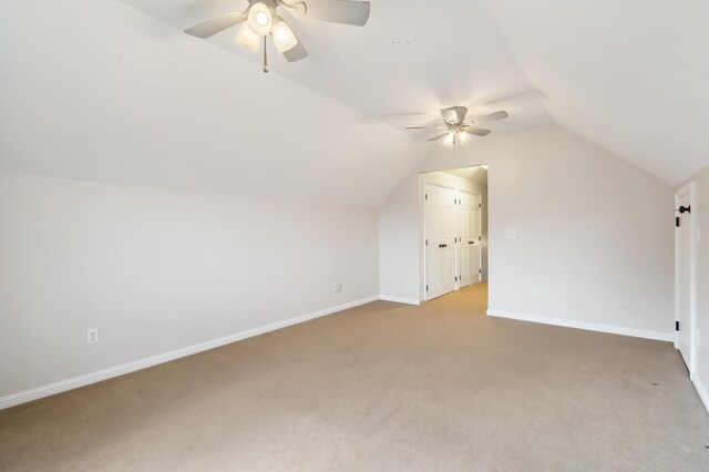 807 S Stanford Dr, Rogersville, MO 65742 - bonus room featuring ceiling fan, light carpet, vaulted ceiling, and baseboards
