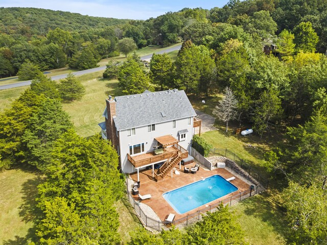 807 S Stanford Dr, Rogersville, MO 65742 - view from above of property with a forest and a pool