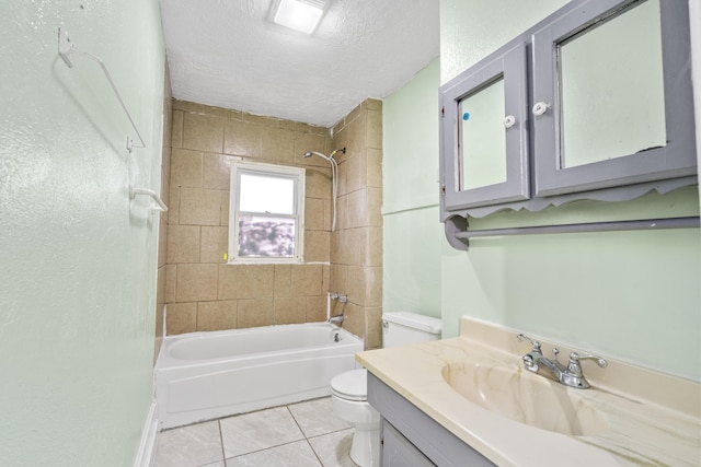 2116 N Campbell Ave, Springfield, MO 65803 - full bath featuring toilet, tile patterned flooring, washtub / shower combination, vanity, and a textured ceiling