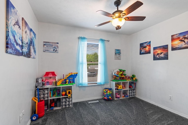 1127 E Livingston Ct, Springfield, MO 65803 - rec room with ceiling fan, carpet, and baseboards