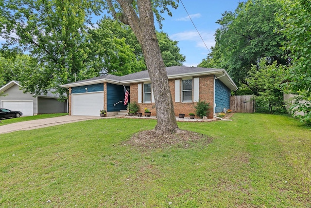 1127 E Livingston Ct, Springfield, MO 65803 - ranch-style home with a garage, concrete driveway, and brick siding