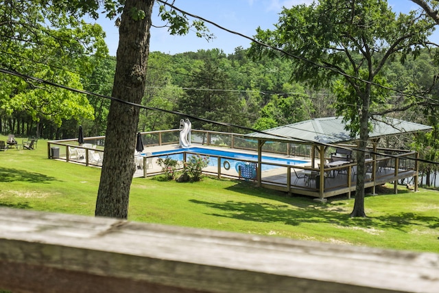 638 Double Day, Branson West, MO 65737 - outdoor pool with a water slide and a lawn