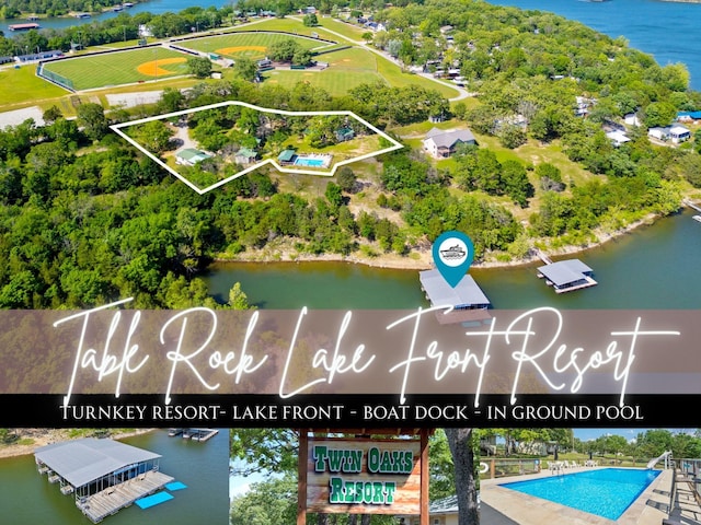 638 Double Day, Branson West, MO 65737 - view of property location featuring a nearby body of water and property boundaries highlighted