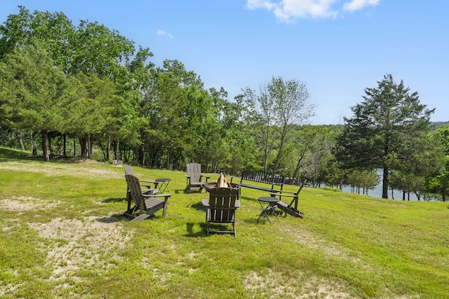 638 Double Day, Branson West, MO 65737 - view of home's community with an outdoor fire pit, a yard, and a water view