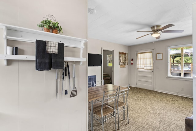 638 Double Day, Branson West, MO 65737 - dining space featuring ceiling fan, carpet, and baseboards