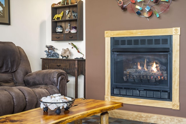 638 Double Day, Branson West, MO 65737 - living room featuring a warm lit fireplace