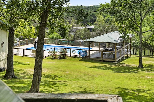 638 Double Day, Branson West, MO 65737 - view of pool with a lawn, a gazebo, and a deck
